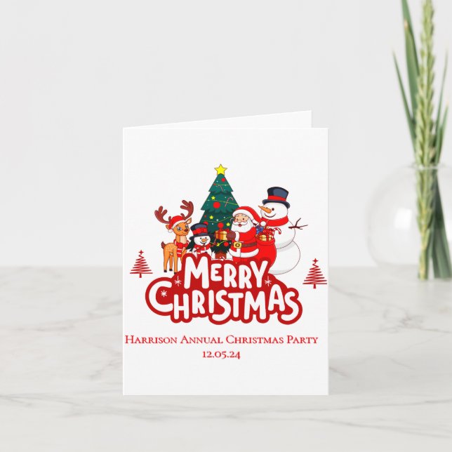 Red White Simple Merry Christmas  Card (Front)