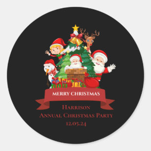 Red White Simple Merry Christmas T Shirt  Classic Round Sticker
