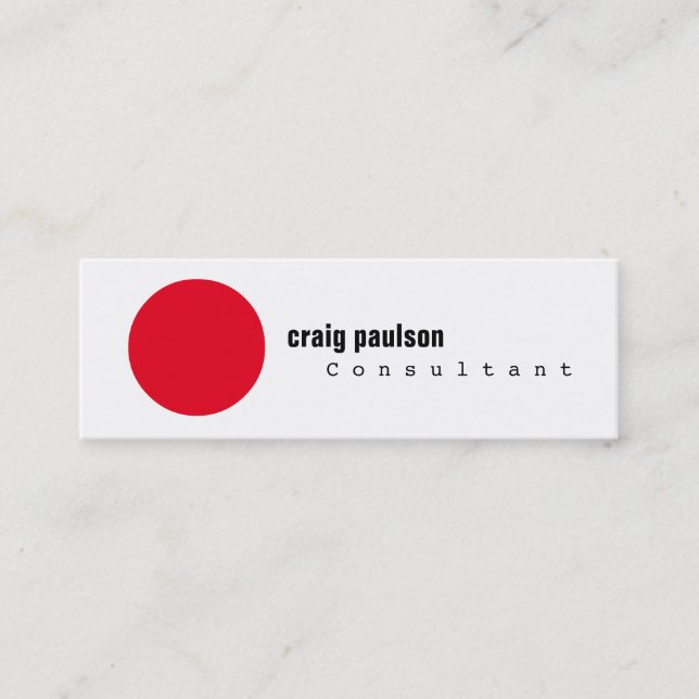 Red White Simple Trendy Cute Plain Consultant Mini Business Card (Front)