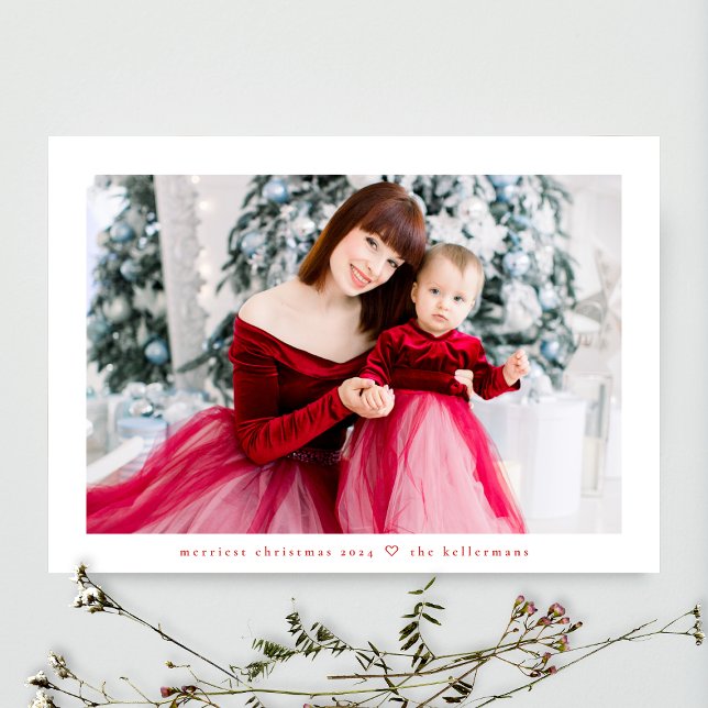 red white simply minimal elegant christmas photo holiday card (Creator Uploaded)