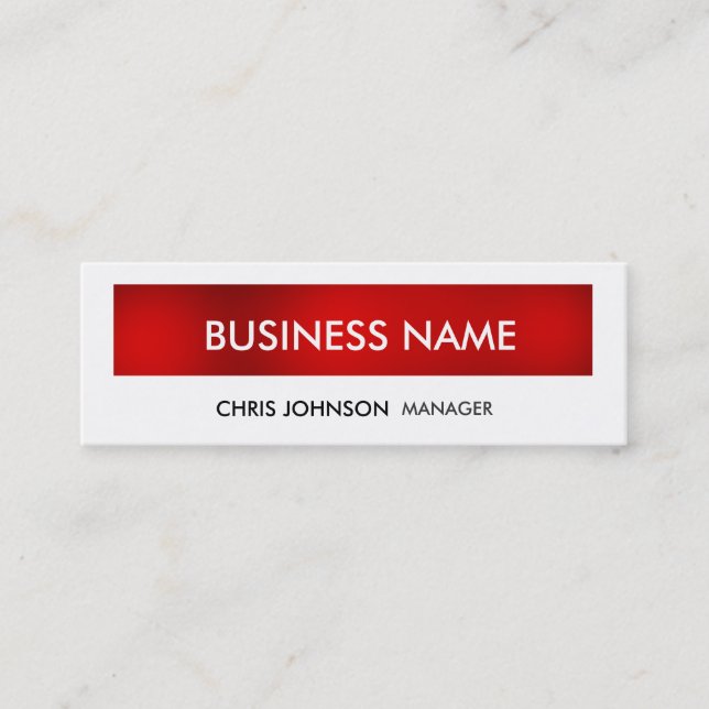 Red White Skinny Trendy Modern Business Card (Front)