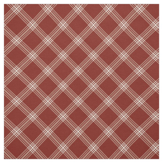 Red & White Small Diagonal Plaid Fabric (Swatch)