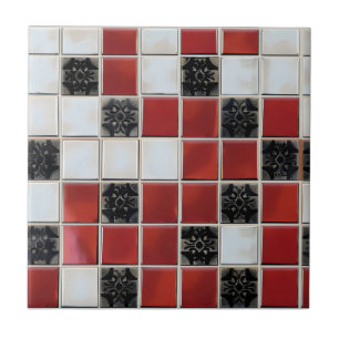 Red White Small Tile Pattern