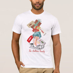 Red White Snow Sleigh Matching Family Christmas T-Shirt