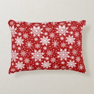 Red & White Snowflake Christmas Classic Pattern Decorative Cushion