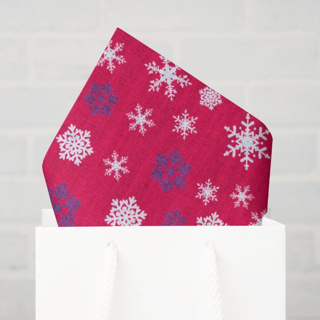 Red White Snowflake Christmas Pattern Tissue Paper (Gift Bag)