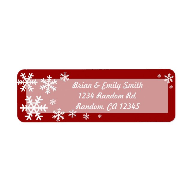Red white snowflake Christmas return labels (Front)