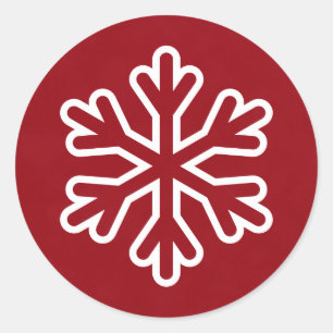 Red & White Snowflake - Circle Sticker