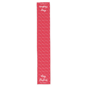 Red White Snowflake Festive Modern Merry Christmas Long Table Runner