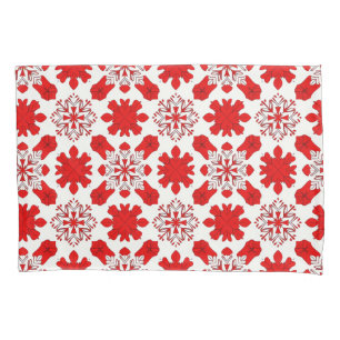 ❄️ Red White Snowflake Holiday Bedroom Decor 🎄 Pillowcase