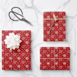 Red White Snowflake Pattern Holiday Christmas  Wrapping Paper Sheet<br><div class="desc">Red and white snowflake Holiday Christmas wrapping paper sheets,  3 pack.</div>