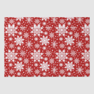 Red & White Snowflake Seamless Pattern Tissue Paper
