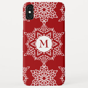 Red White Snowflakes Christmas Holiday Monogram Case-Mate iPhone Case