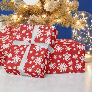 Red White Snowflakes Christmas Holiday  Wrapping P Wrapping Paper
