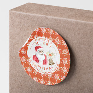 Red White Snowflakes Merry Christmas Santa Classic Round Sticker