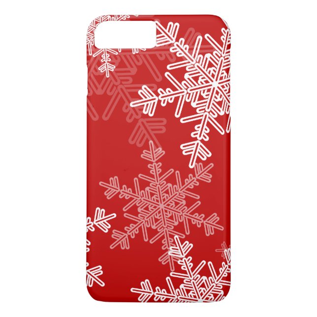 Red White Snowflakes Minimalist Christmas Case-Mate iPhone Case (Back)
