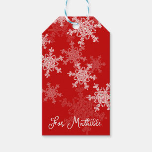 Red White Snowflakes Minimalist Christmas Gift Tags