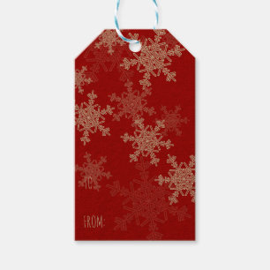 Red White Snowflakes Minimalist Christmas Gift Tags