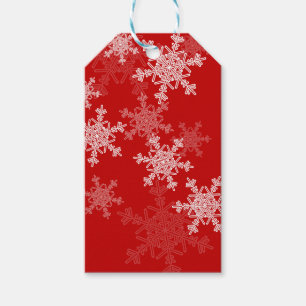 Red White Snowflakes Minimalist Christmas Gift Tags