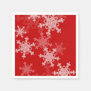Red White Snowflakes Minimalist Christmas Napkin
