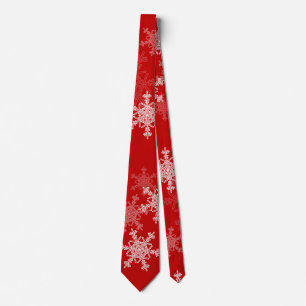 Red White Snowflakes Minimalist Christmas Tie