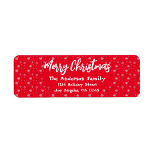 Red White Snowflakes Simple Modern Merry Christmas