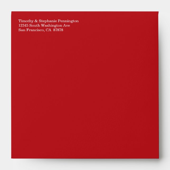 Red + white snowflakes winter wedding envelope (Front)