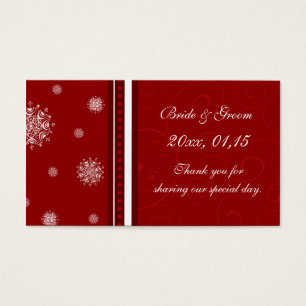 Red White Snowflakes Winter Wedding Favour Tags