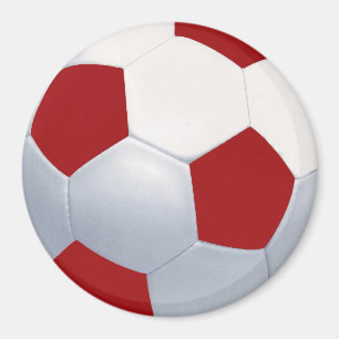 Red & White Soccer Ball Magnet