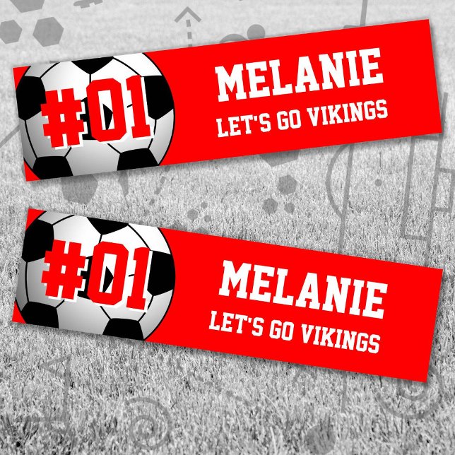 Red White Soccer Team Bumper Sticker (Red and White Soccer Let's Go Team Bumper Sticker. Celebrate your high school or college athlete.)