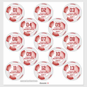 red white soccer team colours set of 13 custom