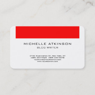 Red White Social Media Blog Writer Internet Web Business Card