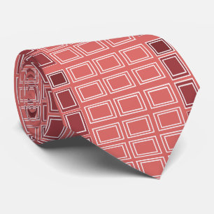 Red White Square Rectangle Geometric Tie