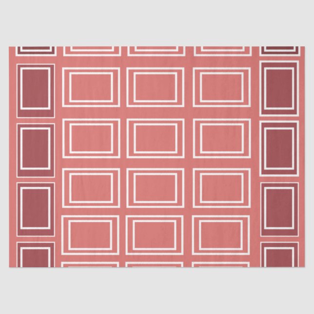 Red White Square Rectangle Geometric Tissue Paper (Front)