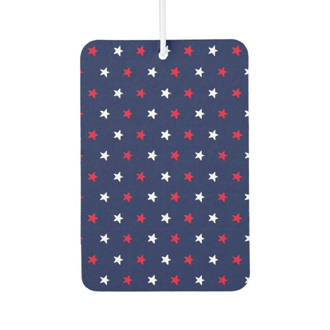 Red white stars navy blue american style pattern car air freshener (Front)