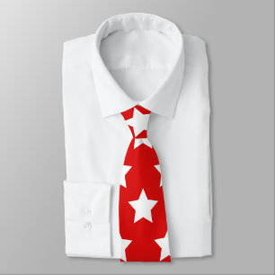 Red & White Stars Retro Neck Tie