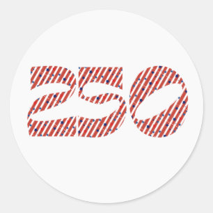 Red White Stripe Blue Stars America 250 Birthday Classic Round Sticker