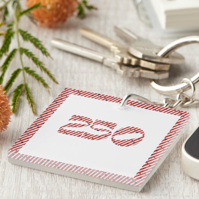 Red White Stripe Blue Stars America 250 Birthday Key Ring (Creator Uploaded)