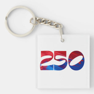 Red White Stripe Blue Stars America 250 Birthday Key Ring