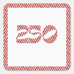 Red White Stripe Blue Stars America 250 Birthday Square Sticker