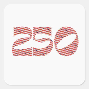 Red White Stripe Blue Stars America 250 Birthday Square Sticker