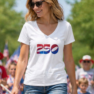 Red White Stripe Blue Stars America 250 Birthday T-Shirt