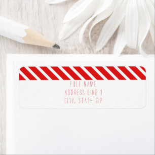 Red White Stripe Christmas Return Address Label