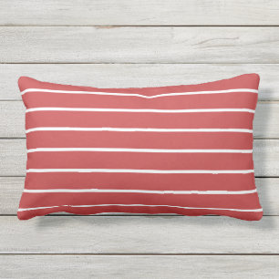 Red White Stripe Classic Nautical Design Lumbar Cushion
