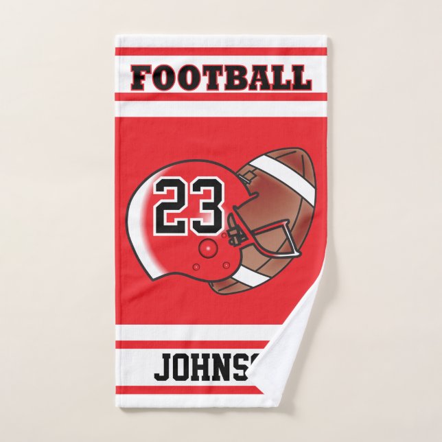 Red & White Stripe Football Jersey Hand Towel (Hand Towel)