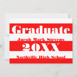 Red & White Stripe - Graduation Announcement