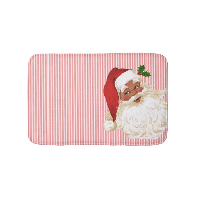 Red White Stripe Santa Claus Bath Mat (Front)