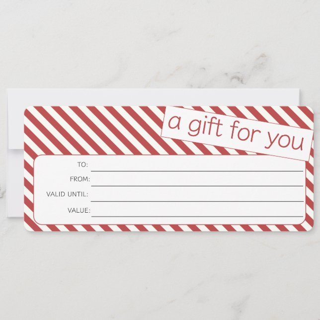 RED WHITE STRIPE XMAS SEASON LOGO GIFT CERTIFICATE (Front)