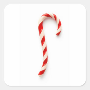 red white striped candy cane square sticker