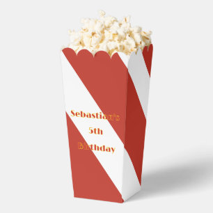 Red & White Striped Popcorn Favour Box